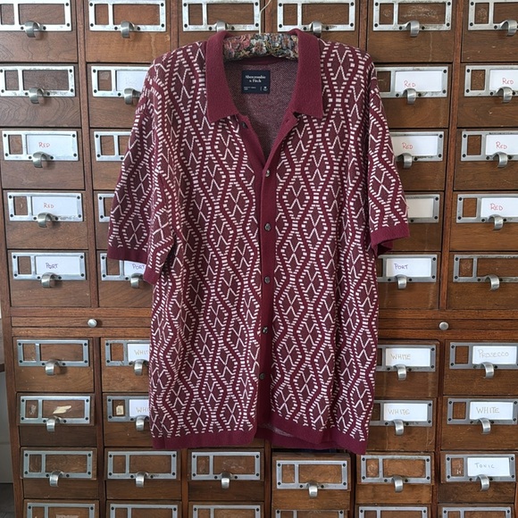 Abercrombie & Jacquard Fitch Short Sleeve Polo Summer Sweater Size Medium - Picture 2 of 7